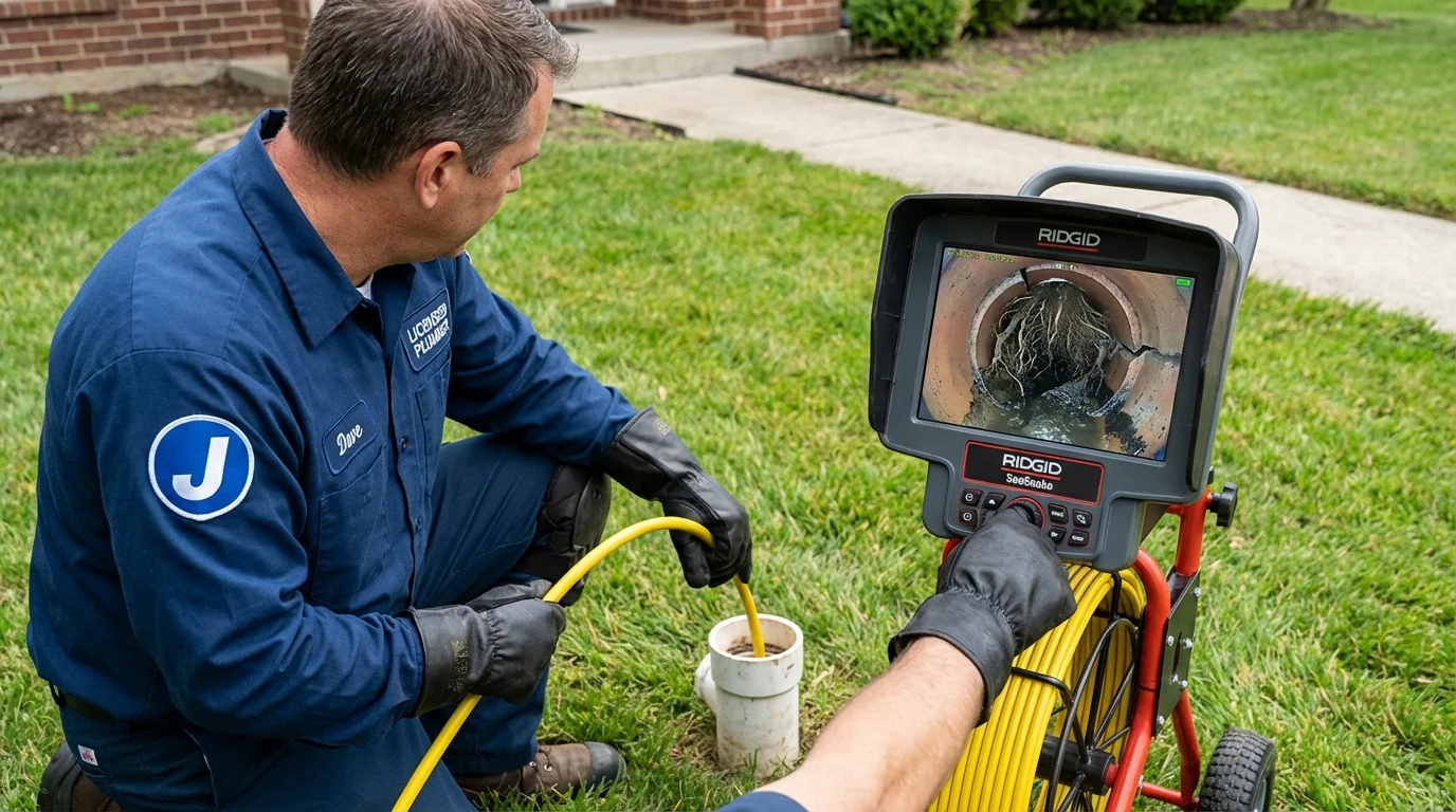 Sewer camera inspection being performed by Johns Plumbing LLC in Amidon